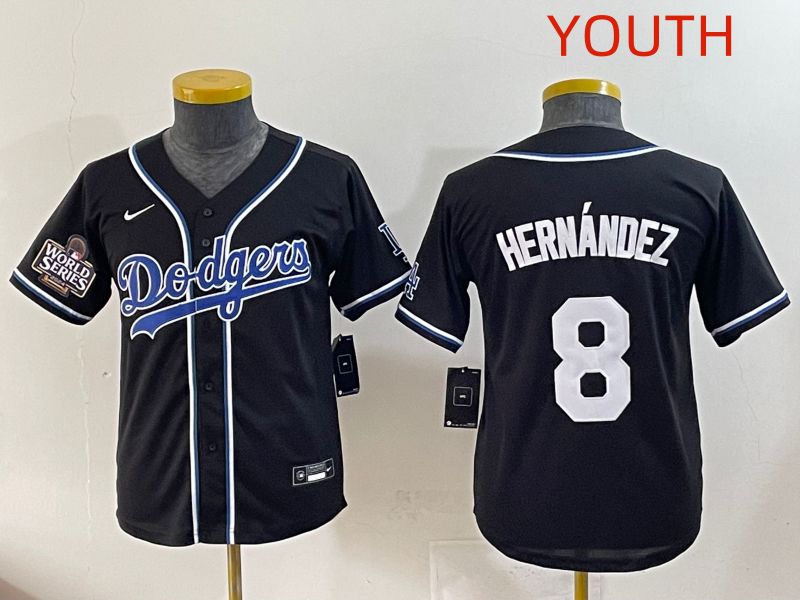 Youth 2025 Los Angeles Dodgers #8 Hernandez Black Three generations Fashion Nike MLB Jersey style 6->youth mlb jersey->Youth Jersey